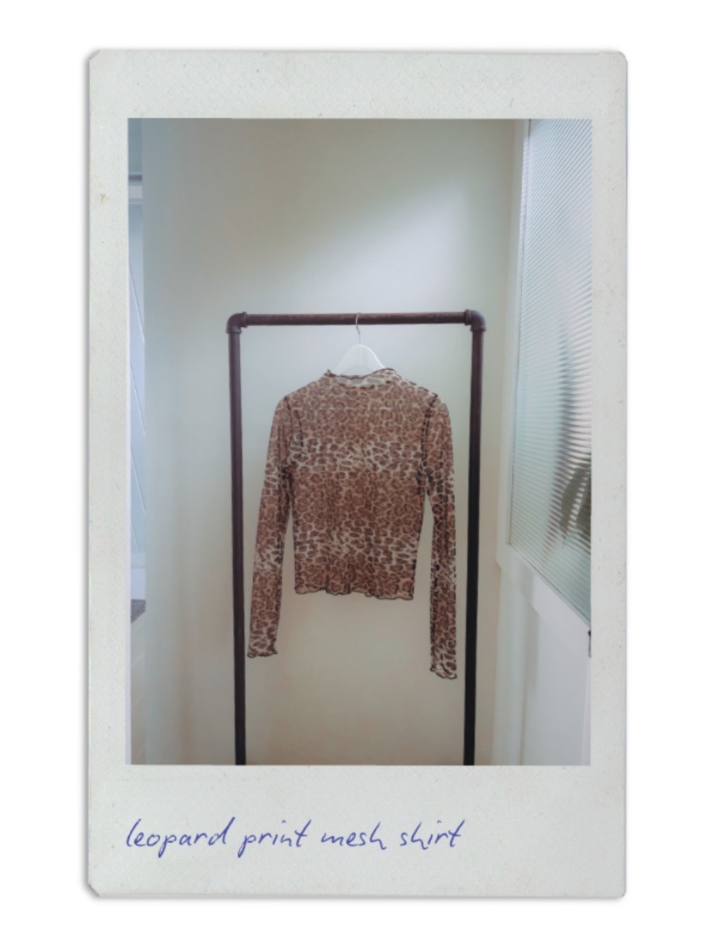 leopard print mesh long sleeve top, size small